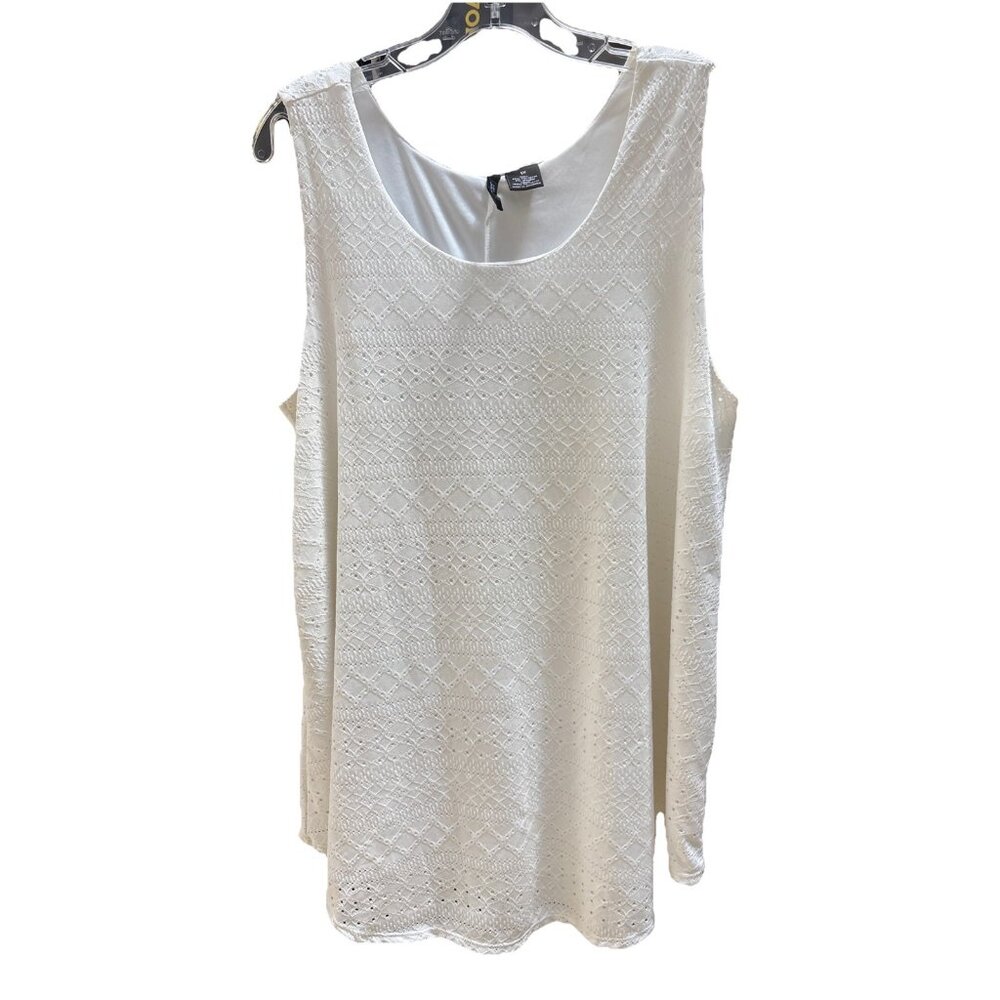 New Directions 1X Curvy Beige Lace Lined Outlet Sleeveless Loose Pullover Top